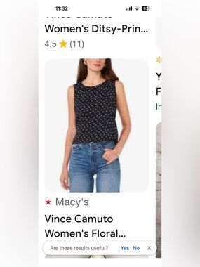 Vince Camuto Black Floral Sleeveless Tank